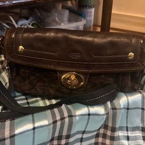 Coach Dark Brown Leather Clutch